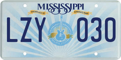 MS license plate LZY030