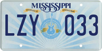 MS license plate LZY033