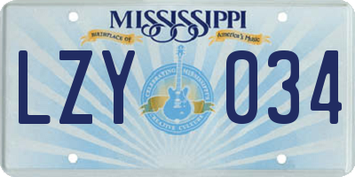 MS license plate LZY034