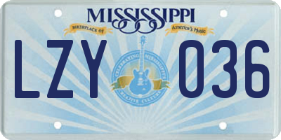 MS license plate LZY036