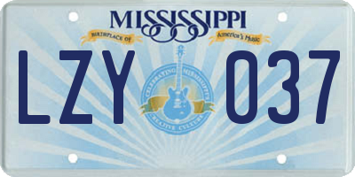 MS license plate LZY037