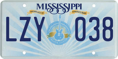 MS license plate LZY038
