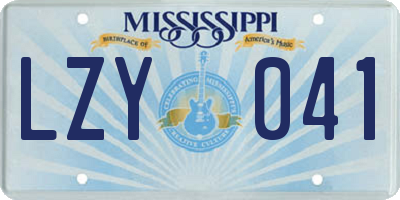 MS license plate LZY041