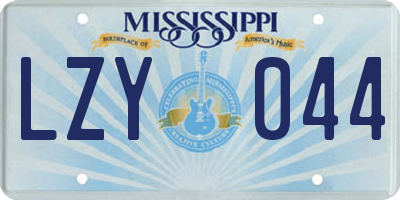 MS license plate LZY044