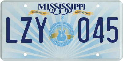 MS license plate LZY045