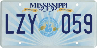 MS license plate LZY059