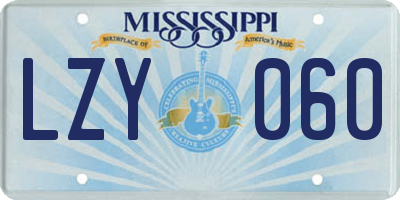MS license plate LZY060
