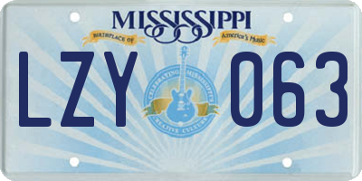 MS license plate LZY063