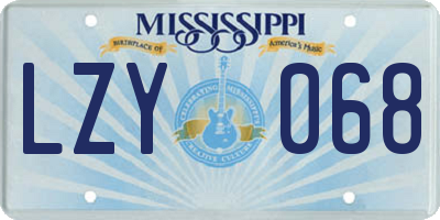 MS license plate LZY068