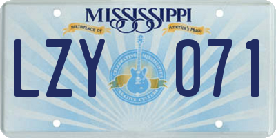 MS license plate LZY071