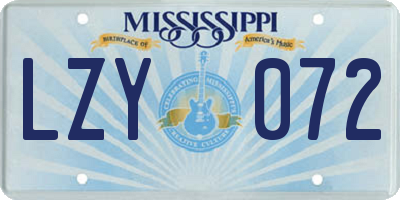MS license plate LZY072