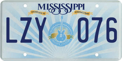 MS license plate LZY076