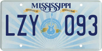 MS license plate LZY093