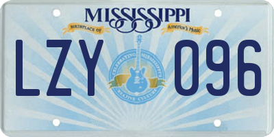 MS license plate LZY096