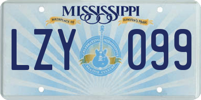 MS license plate LZY099