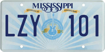 MS license plate LZY101