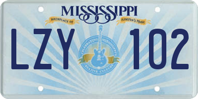 MS license plate LZY102