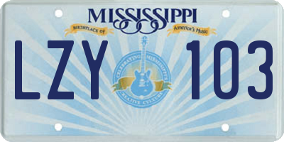 MS license plate LZY103