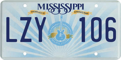 MS license plate LZY106