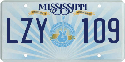 MS license plate LZY109