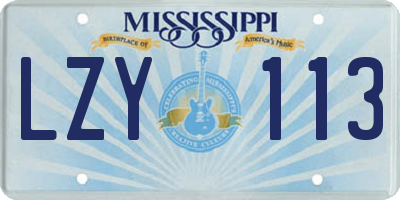MS license plate LZY113