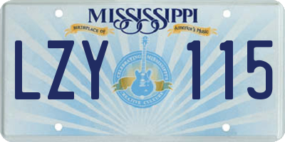 MS license plate LZY115