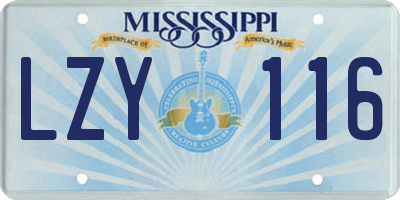MS license plate LZY116