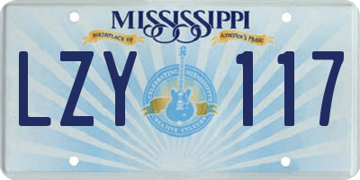MS license plate LZY117