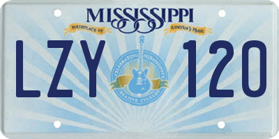 MS license plate LZY120
