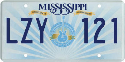 MS license plate LZY121