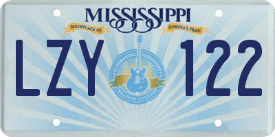 MS license plate LZY122