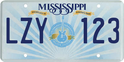 MS license plate LZY123