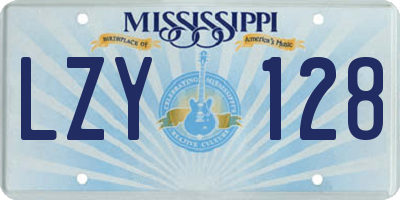 MS license plate LZY128