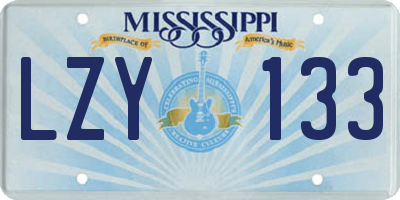 MS license plate LZY133