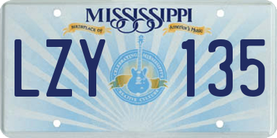 MS license plate LZY135