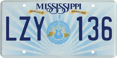 MS license plate LZY136