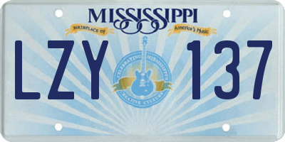 MS license plate LZY137