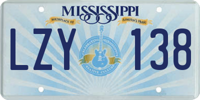 MS license plate LZY138