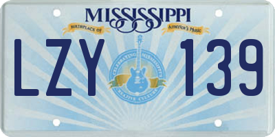 MS license plate LZY139