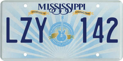 MS license plate LZY142