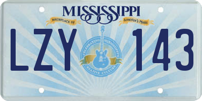 MS license plate LZY143