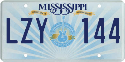 MS license plate LZY144
