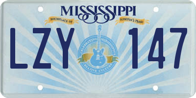 MS license plate LZY147