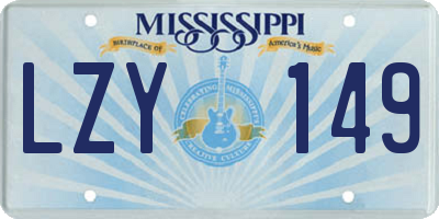 MS license plate LZY149