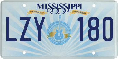 MS license plate LZY180