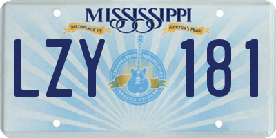 MS license plate LZY181