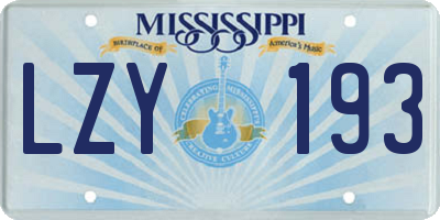 MS license plate LZY193
