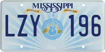 MS license plate LZY196
