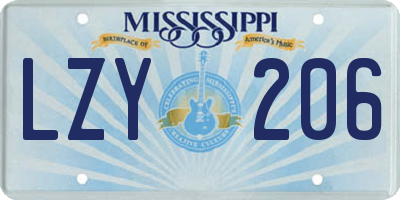 MS license plate LZY206