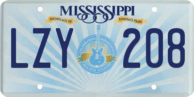 MS license plate LZY208